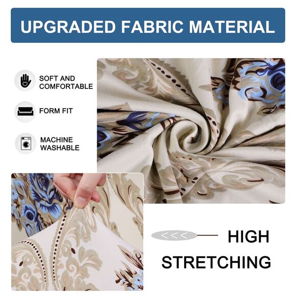 Stretch 3 Seater Sofa Cover Elastic Printed Slipcovers with One Pillowcase Large - Picture 4 of 6